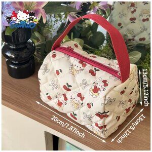 Hello Kitty Large-Capacity Toiletry Bag Red Cat Cherry Heart Cartoon Y2K Fav